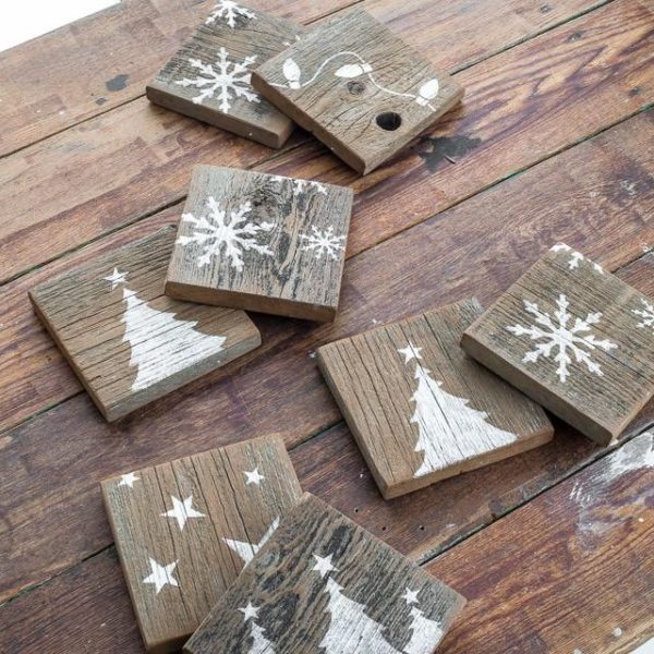 winter graphics rustic coasters Christmas Graphics Stencil
